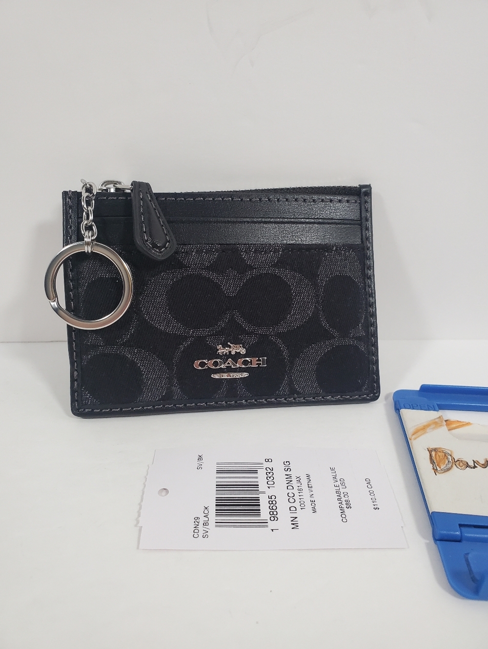 Coach Mini Skinny Id Case In Signature Denim CDN29 denim/Silver/Black